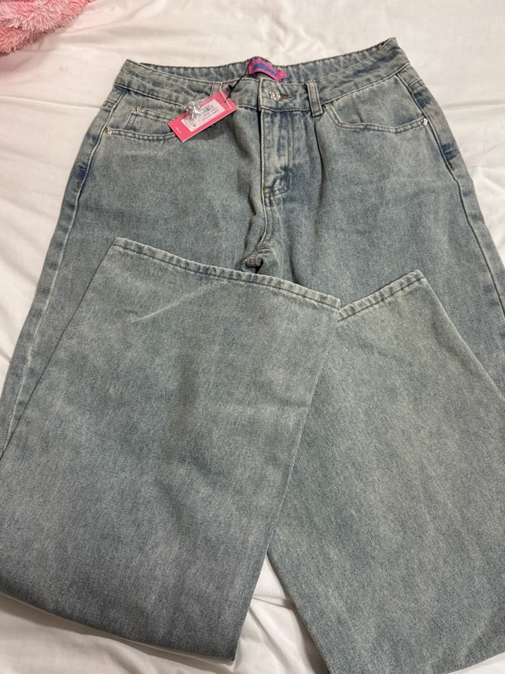 Edikted Light Blue Wide Leg Jeans